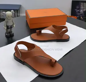 *Hermes’ Leather Sandals “Black Brown”*
