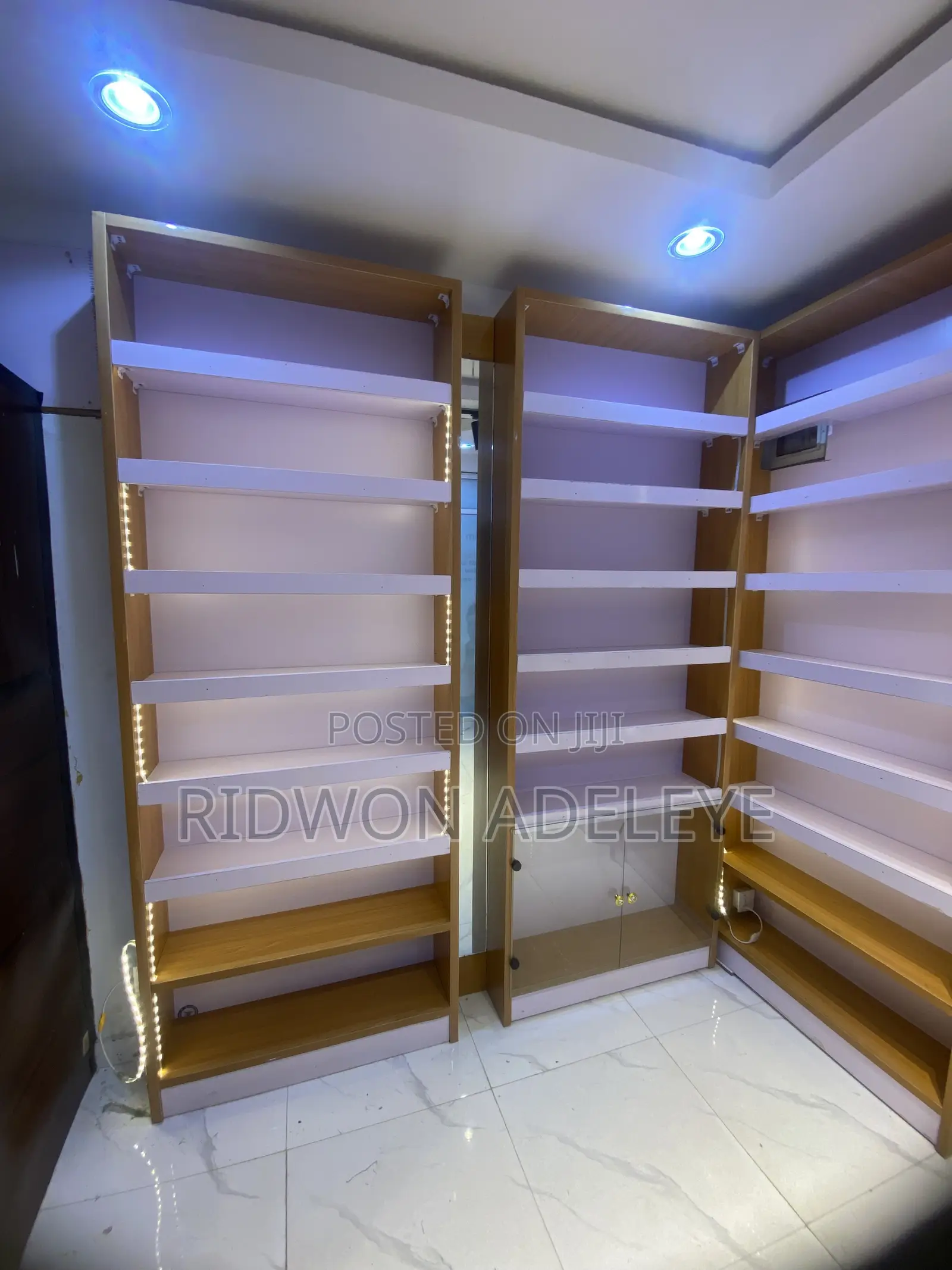 Display Shelves With Led Light and Reception Desk