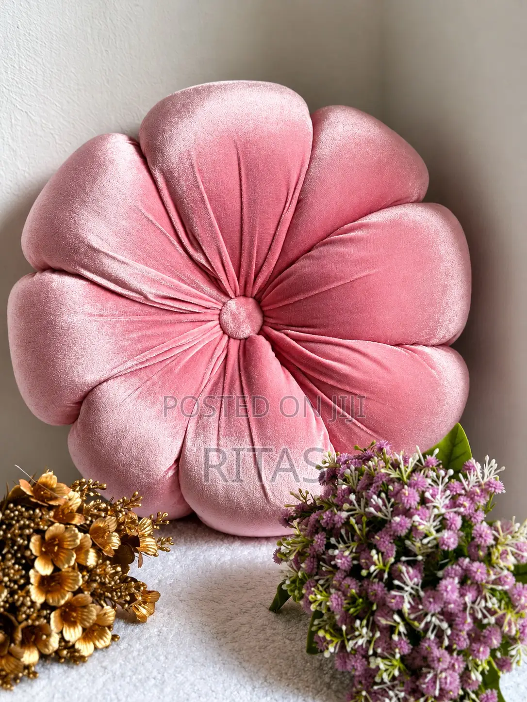 Pink Flower Throw Pillow