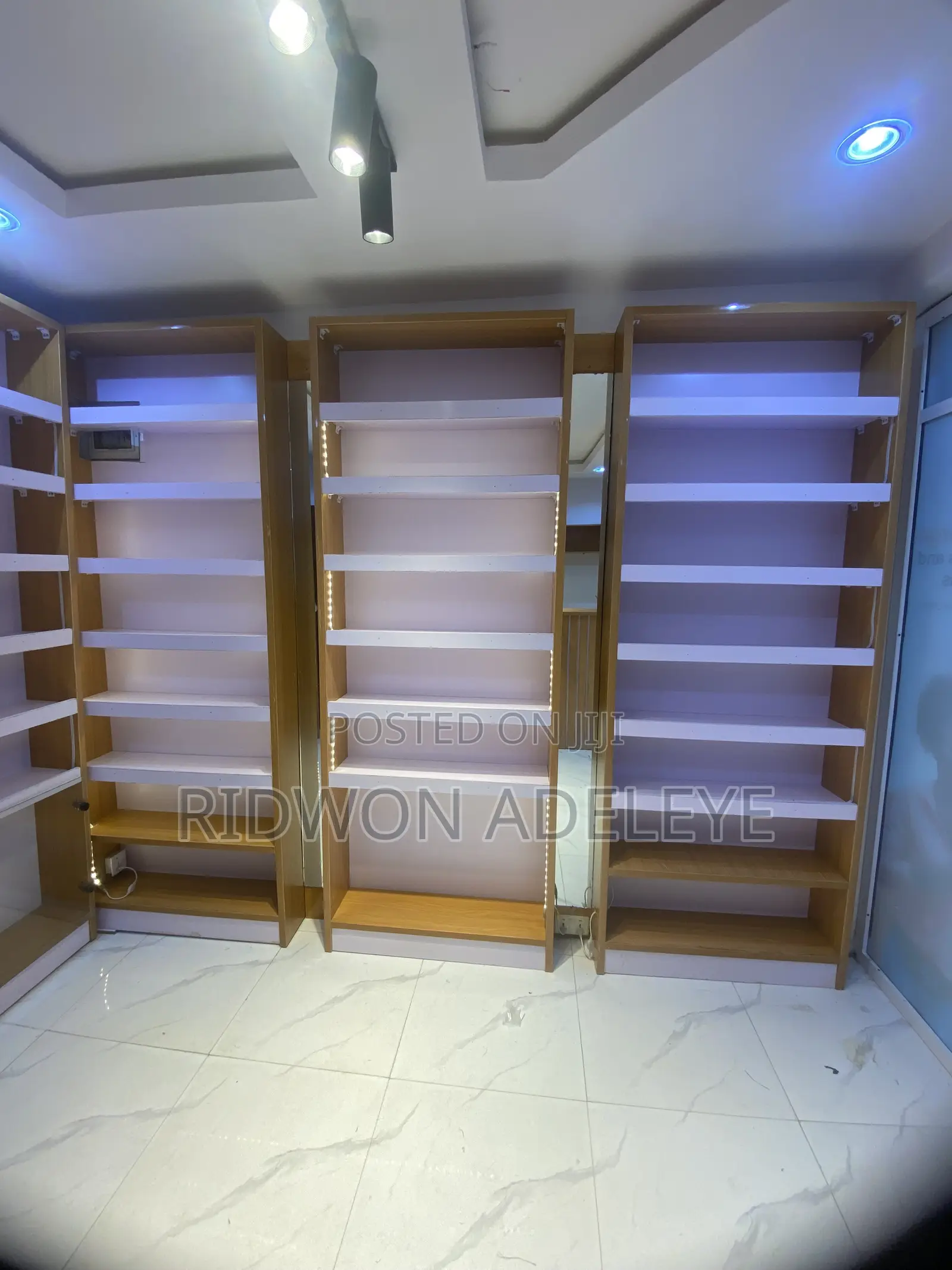 Display Shelves With Led Light and Reception Desk