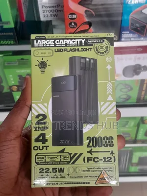 Remax 20,000mAh 22.5W PowerBank With Built-in Cables Torch (FC-12)