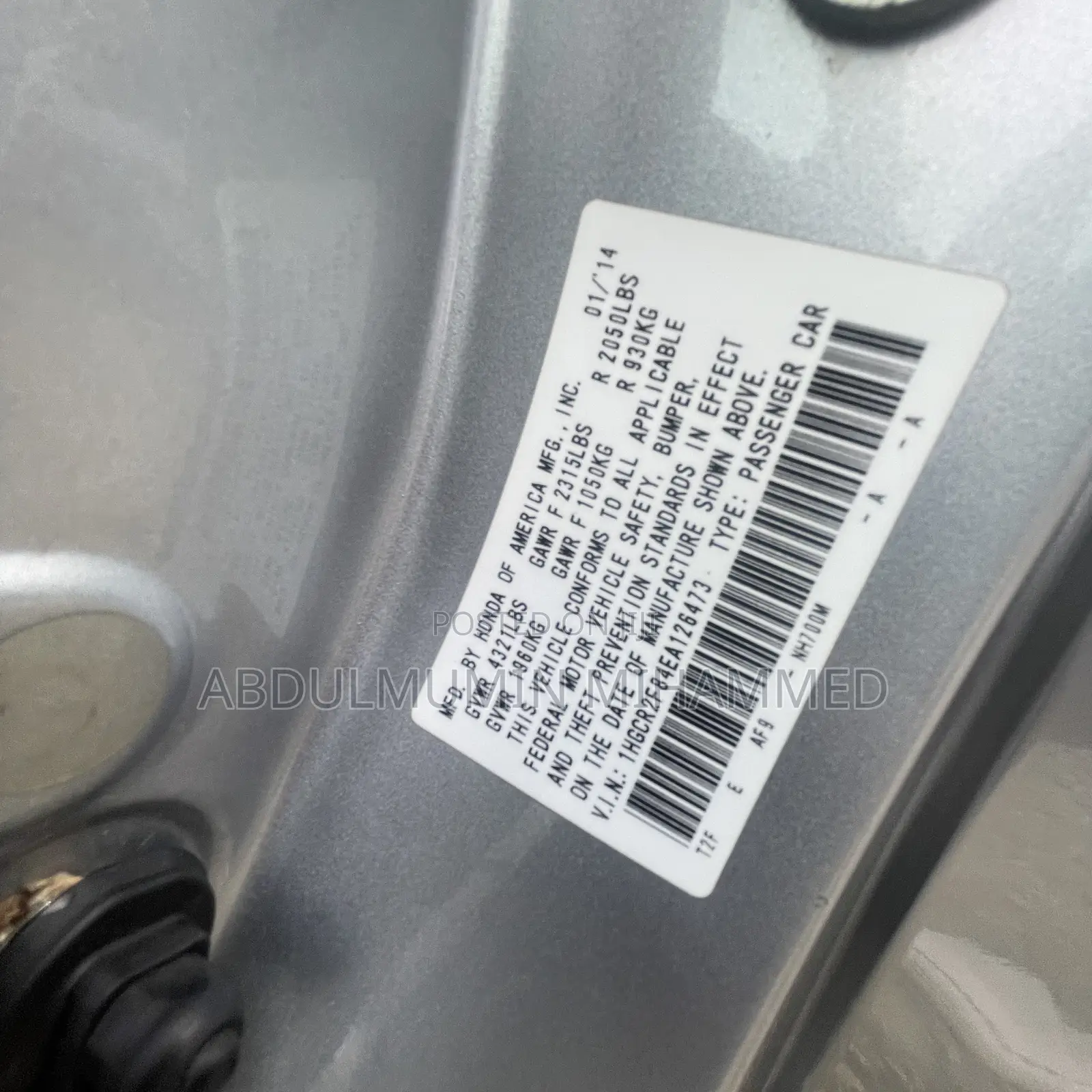 Honda Accord 2014 Silver