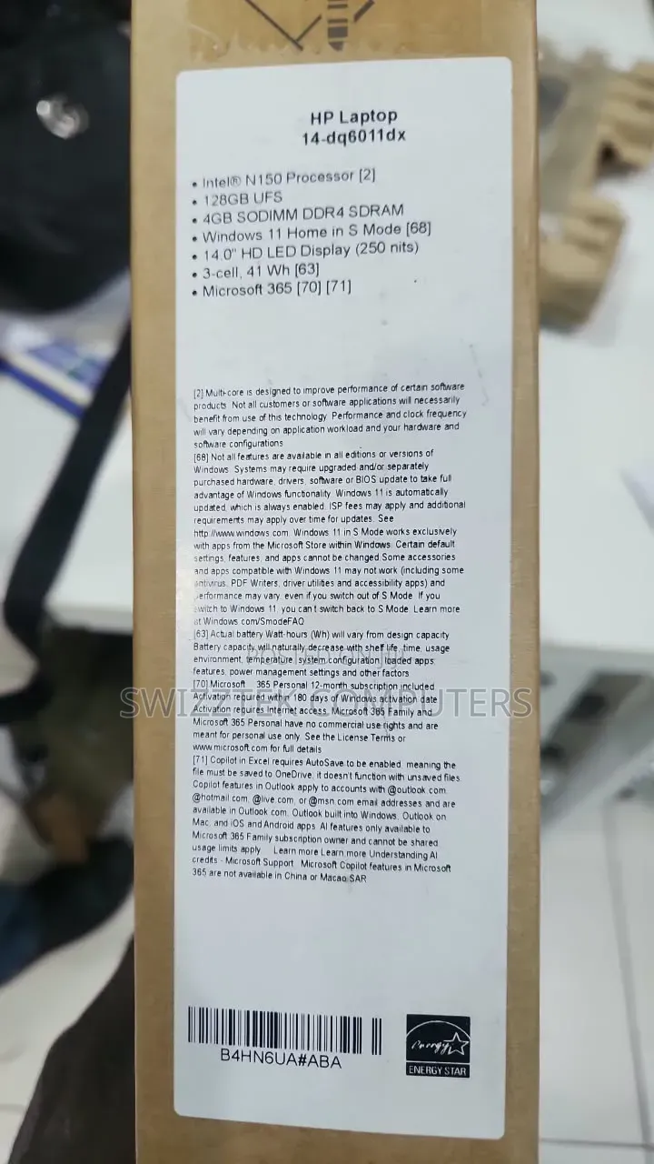New Laptop HP 4GB Intel SSD 128GB