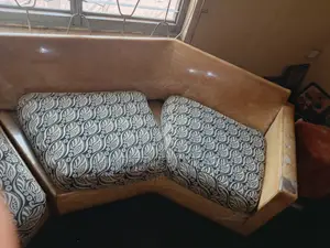 1 Double-Seater Sofa, 1 Single Sofa and 2 Double-Seater Wooden Chair.