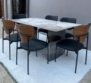 6 Seaters Dining Table Black/White/Brown/Gray Colour