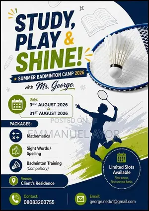 Learn, Play Grow! Join Our Summer Studies Badminton Program With.