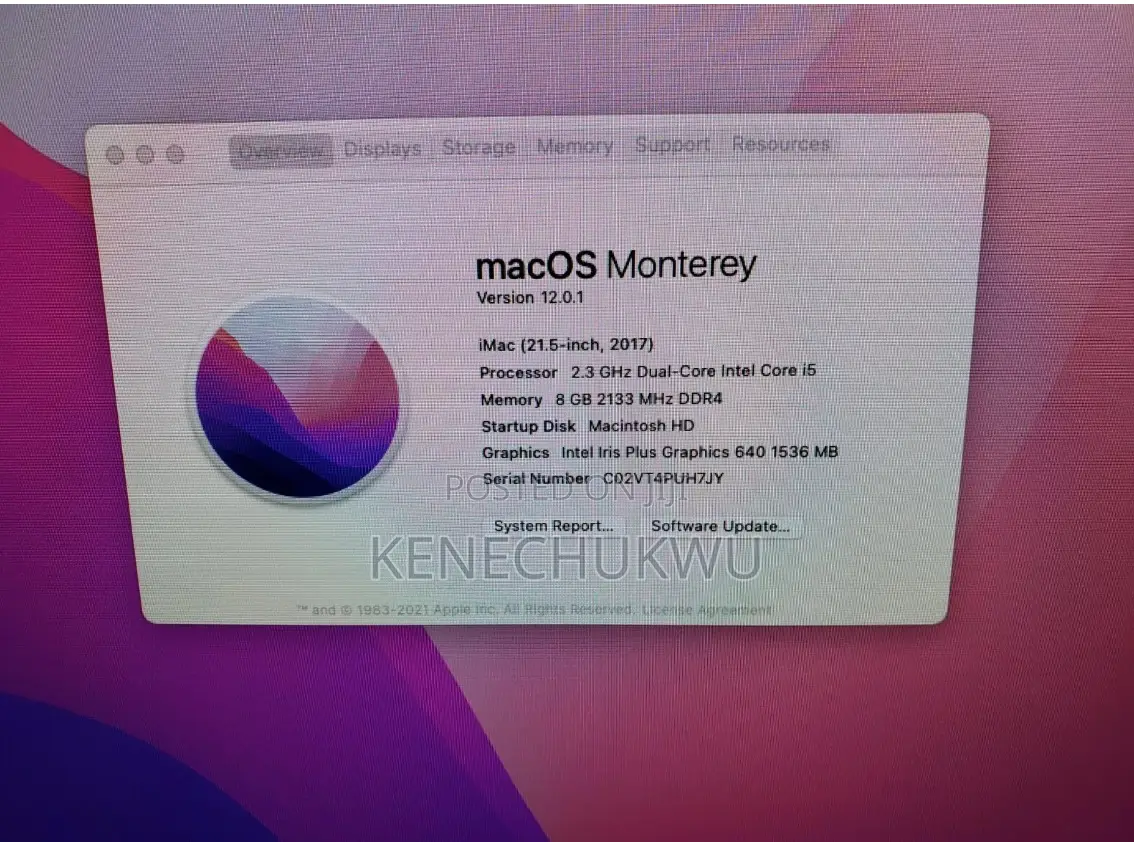 Desktop Computer Apple iMac 8GB Intel Core i5 SSD 512GB