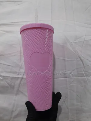 24oz Matte Pink Heart Textured Tumbler With Straw