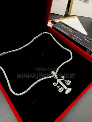 VVS Moissanite Diamond Justice Scale Pendant With Tennis NeckChain  
