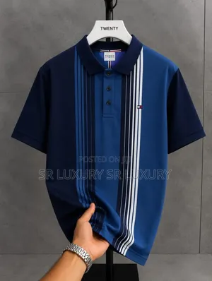 Premium Men’s Striped Short Sleeve Polo Shirt – Multiple Colors