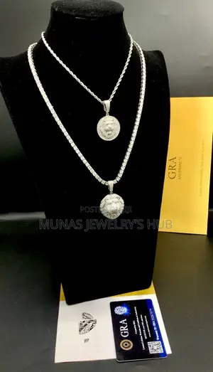 VVS Moissanite Diamond Tiger Pendant and Tennis Necklace  