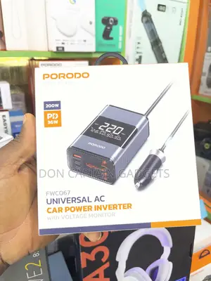 Porodo Car Power Inverter 200W With Universal AC FWC067
