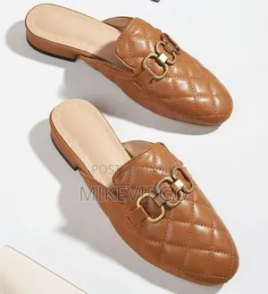 Brown Female Leather Half Shoe