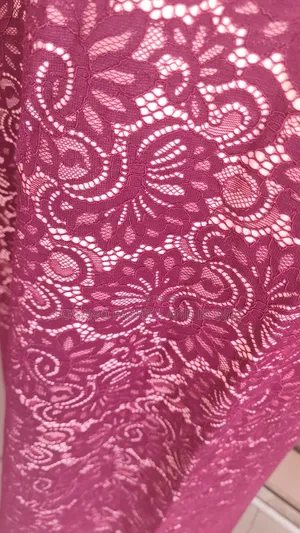 Wine Padded Lace Fabric