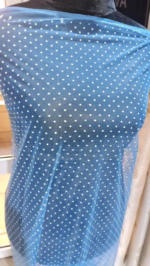 Blue Polka Dot Net Fabric