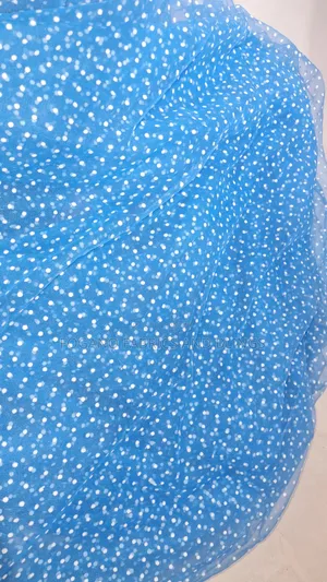 Blue Polka Dot Net Fabric