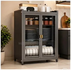 Modern Dark Gray Metal Kitchen Storage Cabinet 2st7