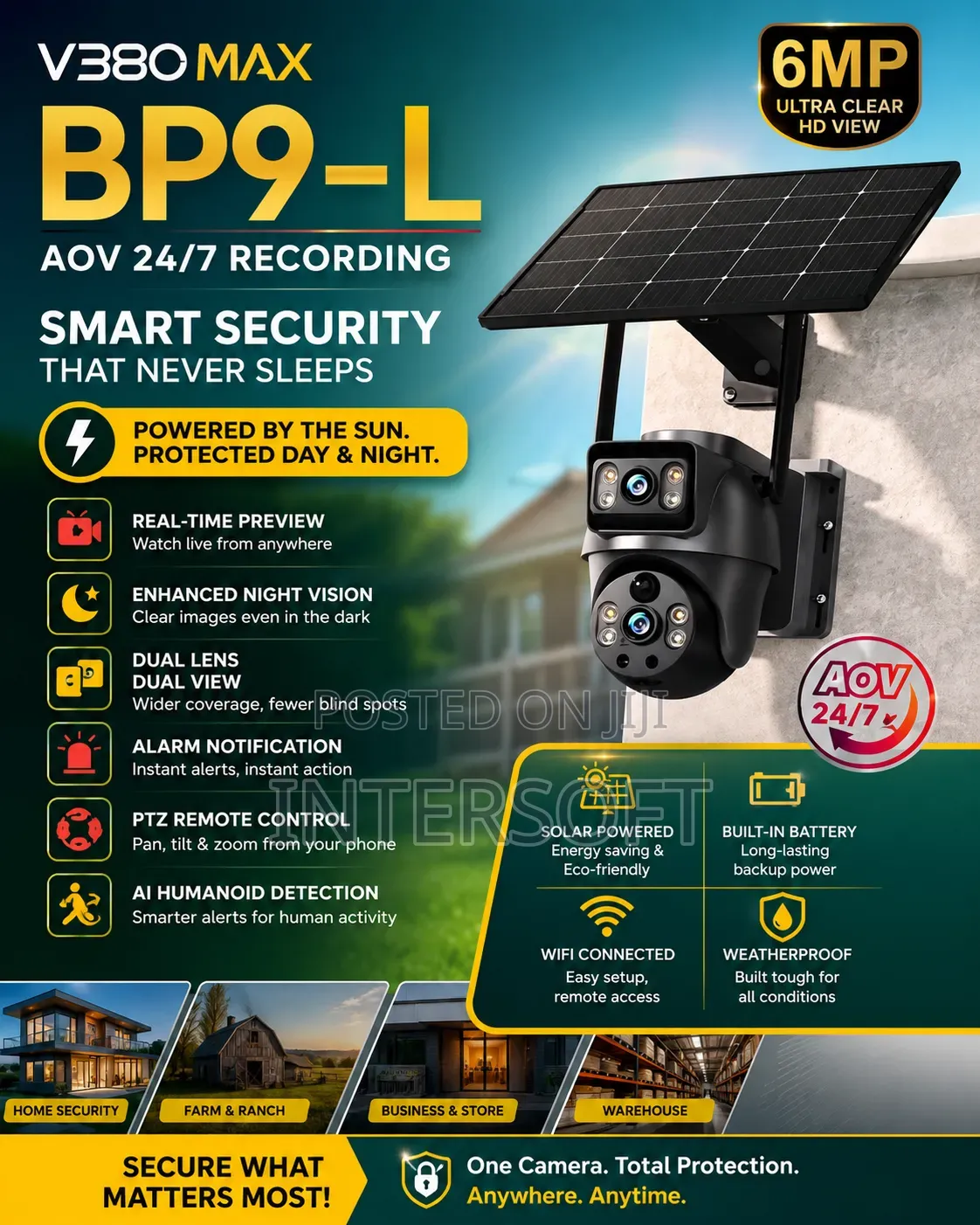 V380 Max BP9-L, a 6MP Dual-Lens Solar PTZ
