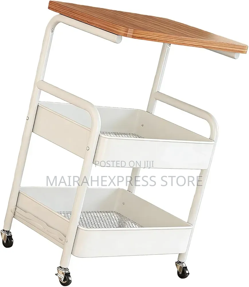 Multipurpose 3-Tier Metal Rolling Storage Cart Table 2st7