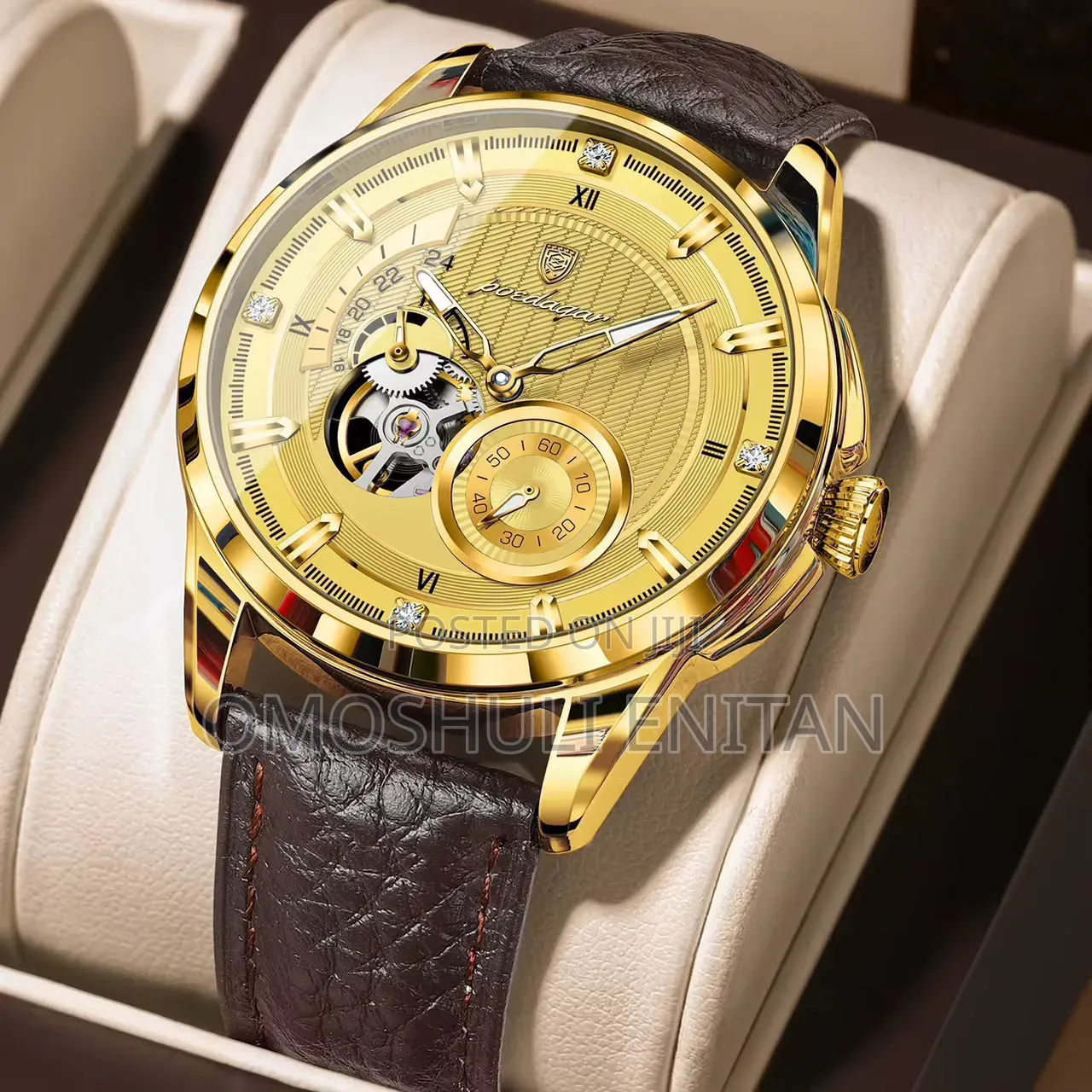 Poedagar Chronographic Leather Strap Watch