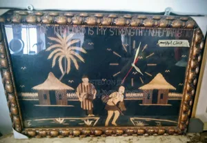 Vintage Straw Art Wall Clock | Nehemiah 8:10 Christian Home Decor