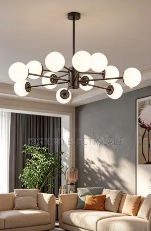 Modern Sputnik Chandelier 12 Lights Frosted Glass Ceiling Light