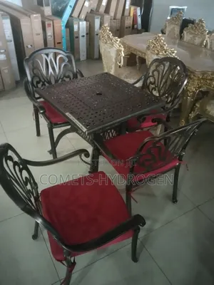 All-Weather Cast Aluminum Patio Table 4 Chairs Set + Free Cushions