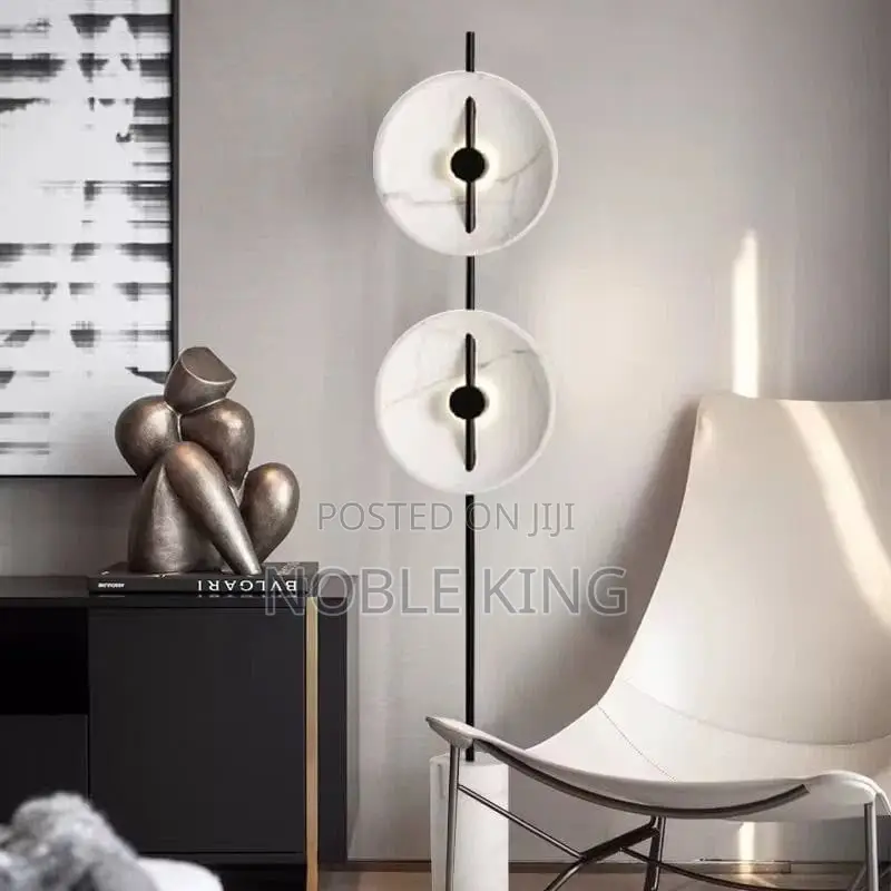 Simple Luxury Modern Matte Black Column Lamp With Marble Base