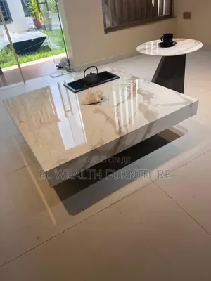 100 by 100 Marble Center Table With Side Stool