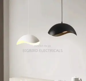 Modern Wave Pendant Light Black White Hanging Ceiling Lamp