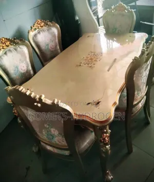 Luxury Turkish Royal Baroque 6-Seater Dining Table Set - Gold