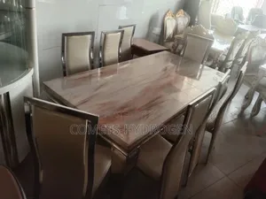 6 Seater Imported Marble Dining Table Set—Free Local Delivery