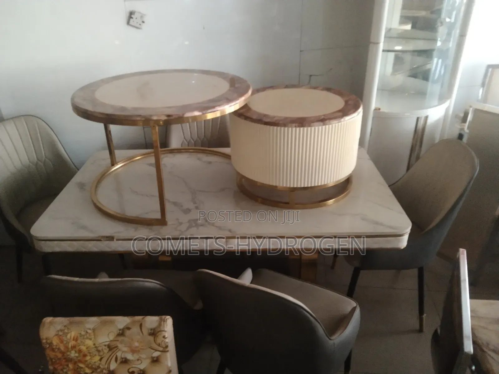 Luxury 2 in 1 Nesting Coffee Table Marble Dining Set Combo