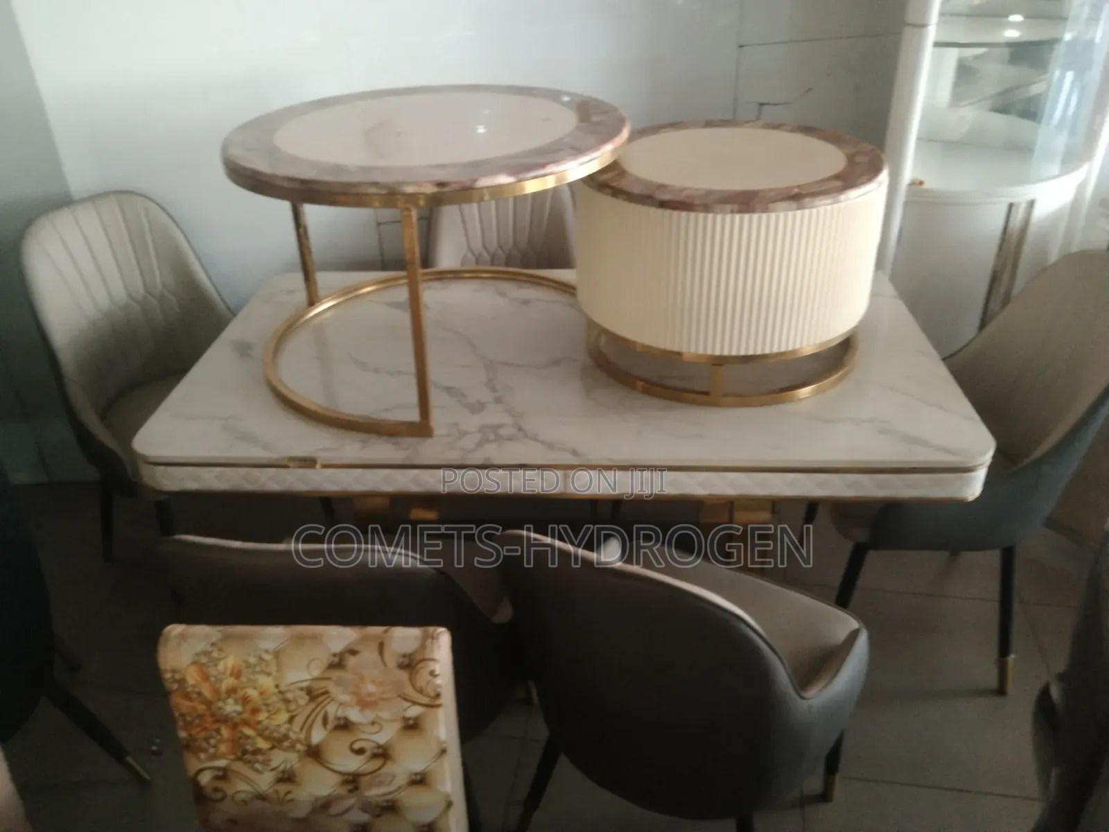 Luxury 2 in 1 Nesting Coffee Table Marble Dining Set Combo