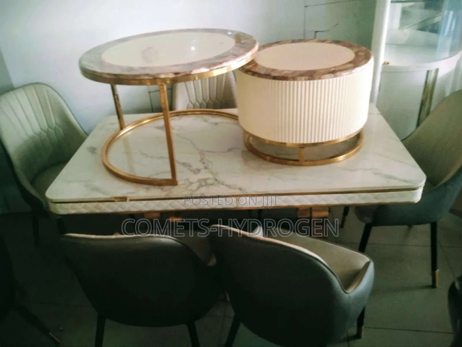 Luxury 2 in 1 Nesting Coffee Table Marble Dining Set Combo