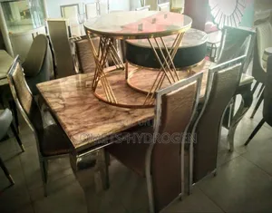 Premium 6 Seater Marble Dining Table Set With High Back Chairs