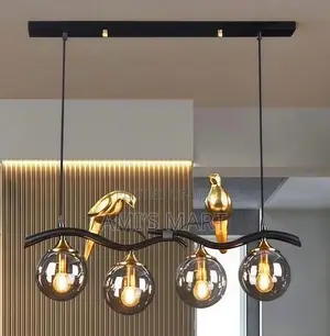 Modern Linear Branch Pendant Chandelier Light With Bird Accent.