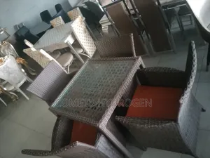 Premium 4-Seater Outdoor Rattan Dining Set With Glass Top Table