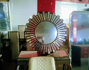 Premium Mirrored Console Table and Matching Sunburst Mirror Set