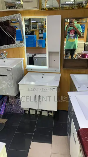 Suspended Wall Hung Cabinet Basin With Led Mirror