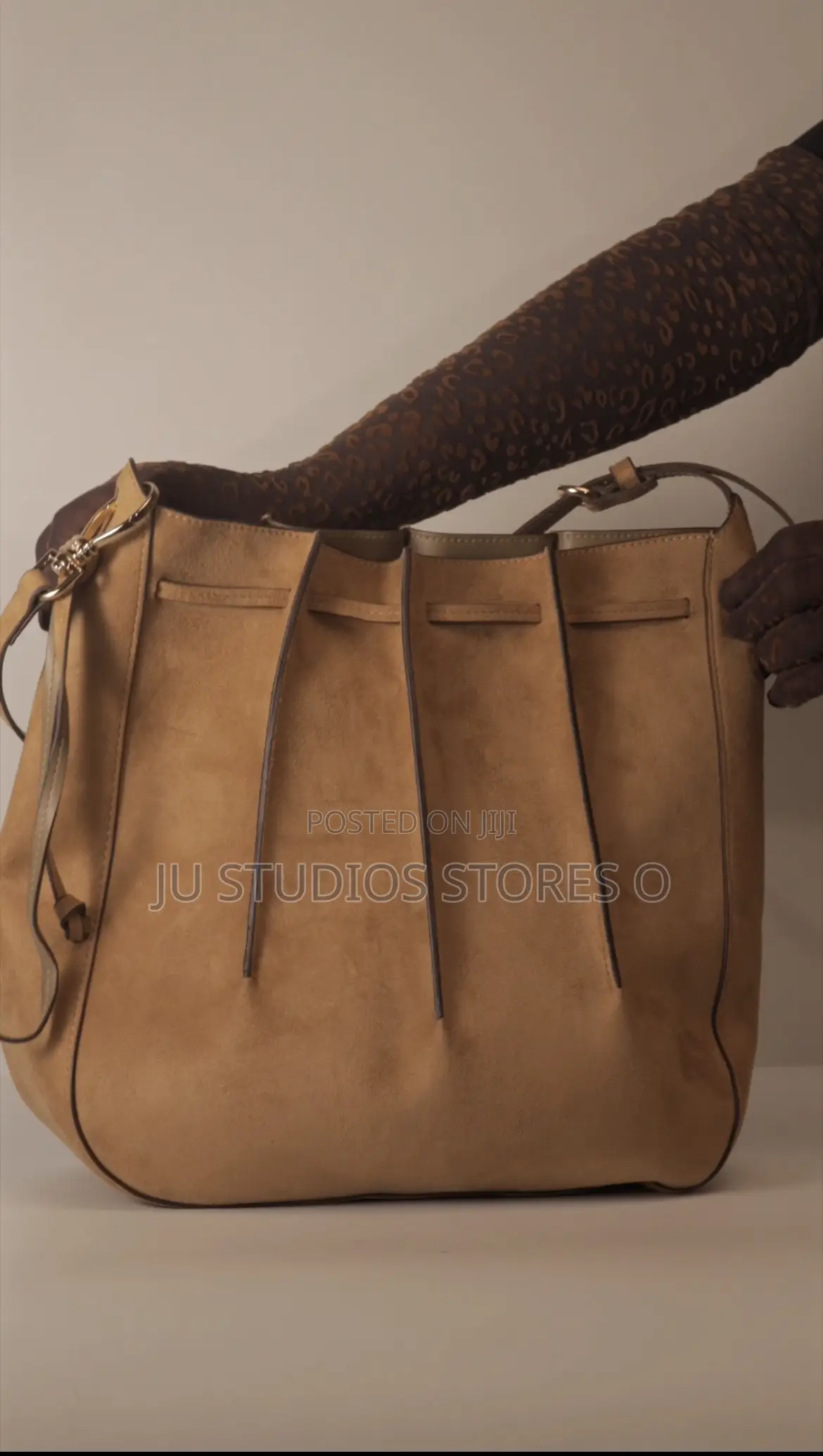 H M Tan Pleeted Bag