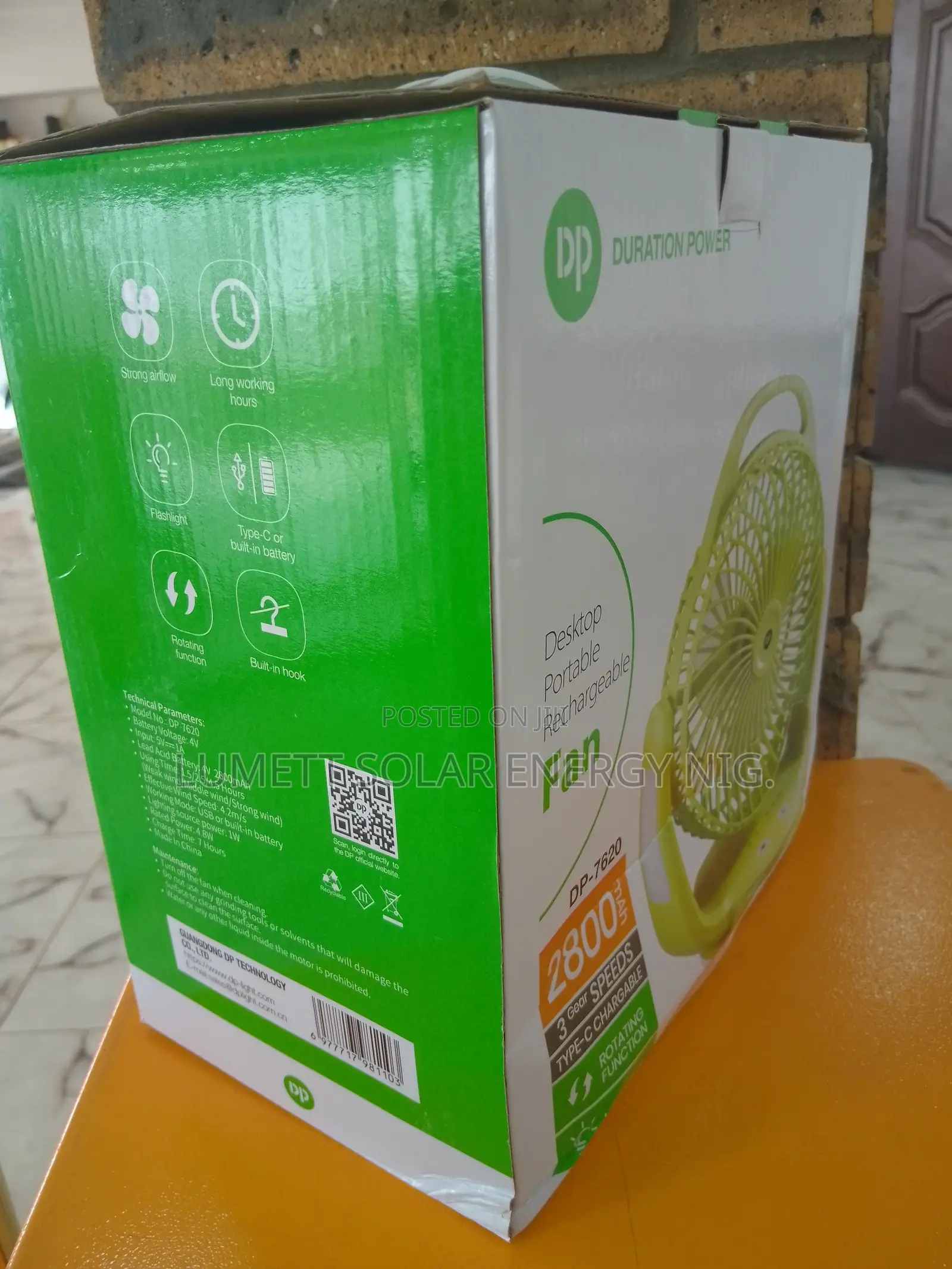 Desktop Portable Researgable Fan -Dp-7620