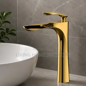 Long Gold Basin Mixer Tap