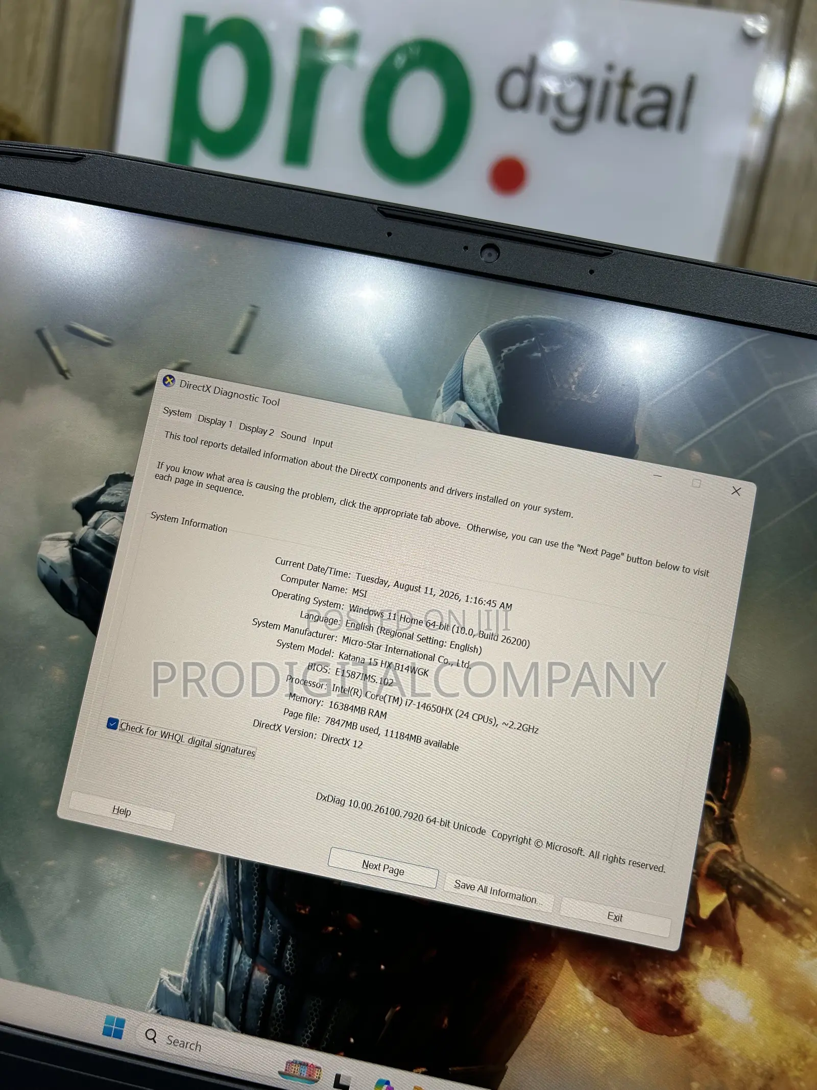 New Laptop MSI Katana 15 16GB Intel Core i7 SSD 1T