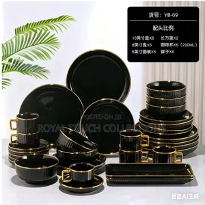 Luxury Black Gold Dinner Set – Elegant Complete Dining Set