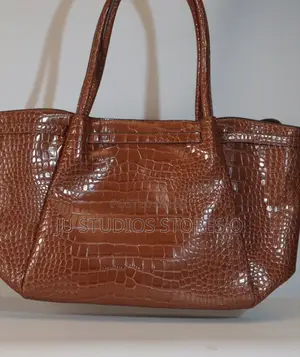 Next Brown Glossy Croc-Embossed Belted Tote Bag