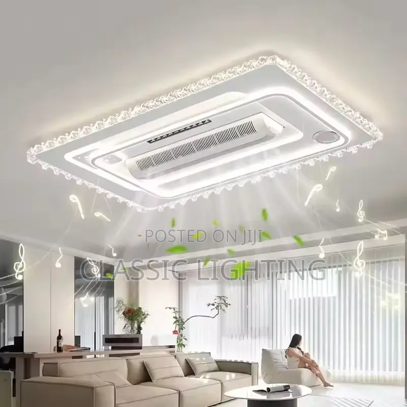 Smart Modern Bladeless LED Ceiling Fan With Light for Bluetooth