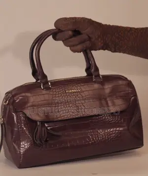 Fiorelli Dark Plum Croc-Embossed Top Handle Satchel Cross-Body Bag