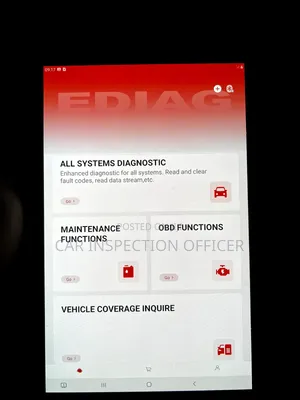 Professional Car Inspection Mechanic With Diagnostic Machine