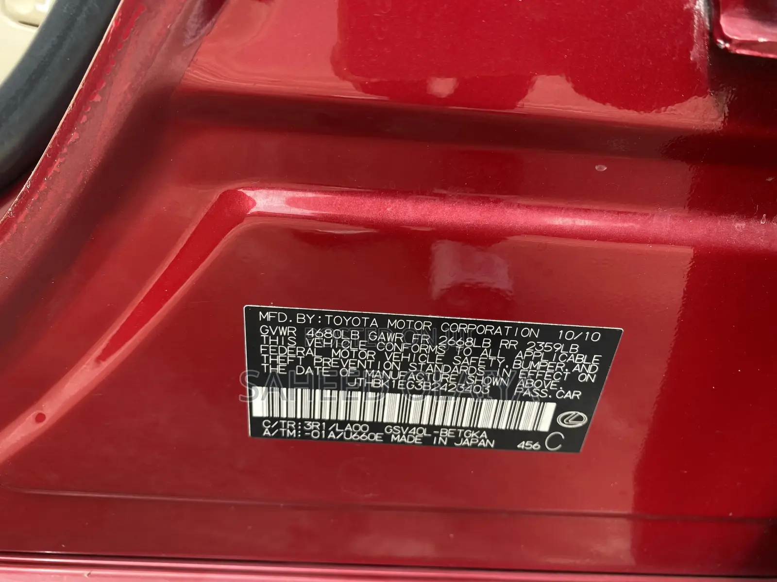 Lexus ES 350 2011 Red